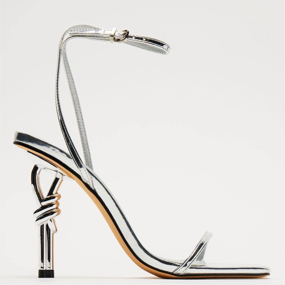 Fashion Nova Shiny Silver Heels